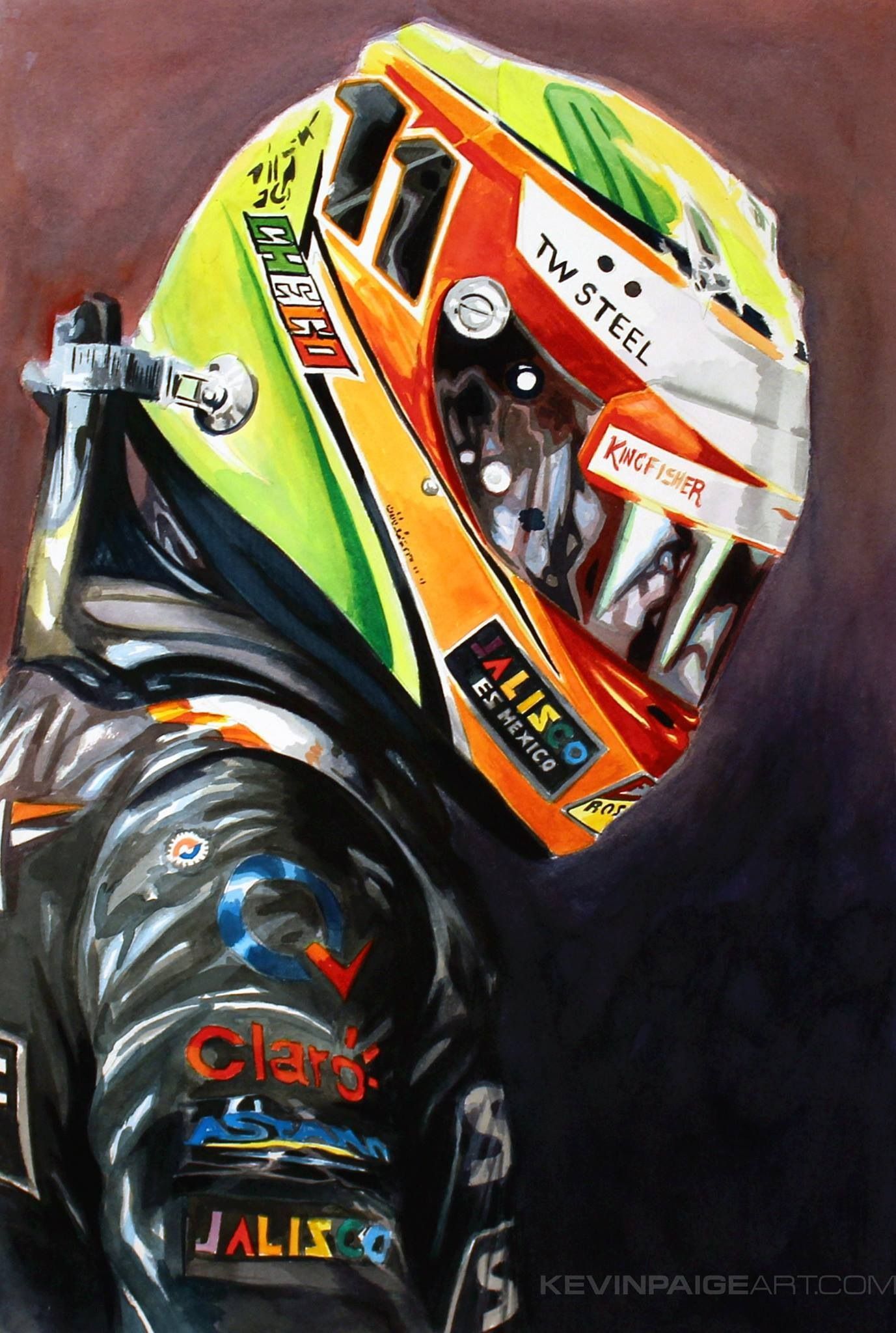 kevinpaigeart.com presents, Sergio Perez: 2014 Force India #F1 Pilot. Arte automotriz, Fondos de pantalla de coches, Motos dibujos