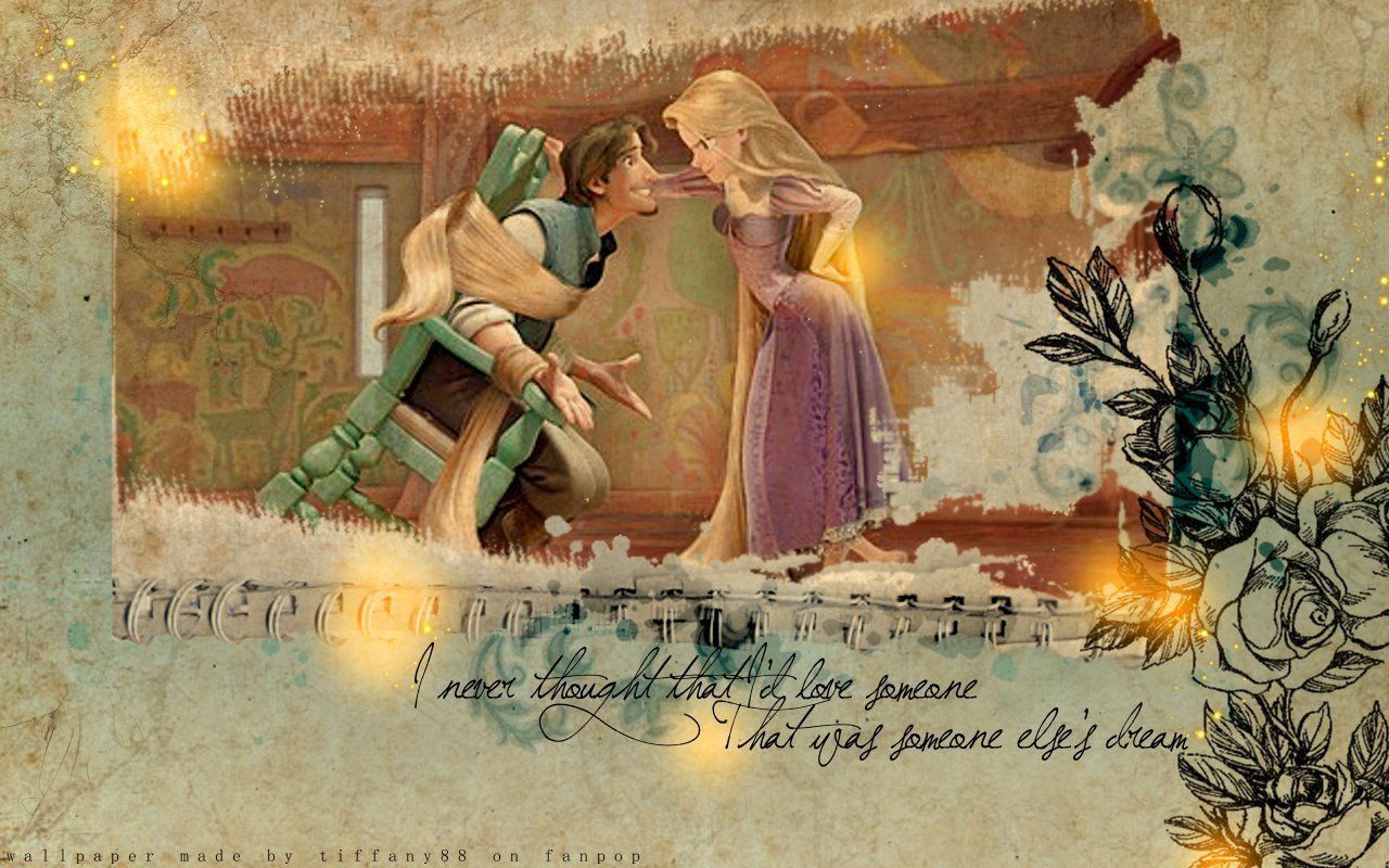 Tangled Rapunzel and Flynn princesas wallpaper