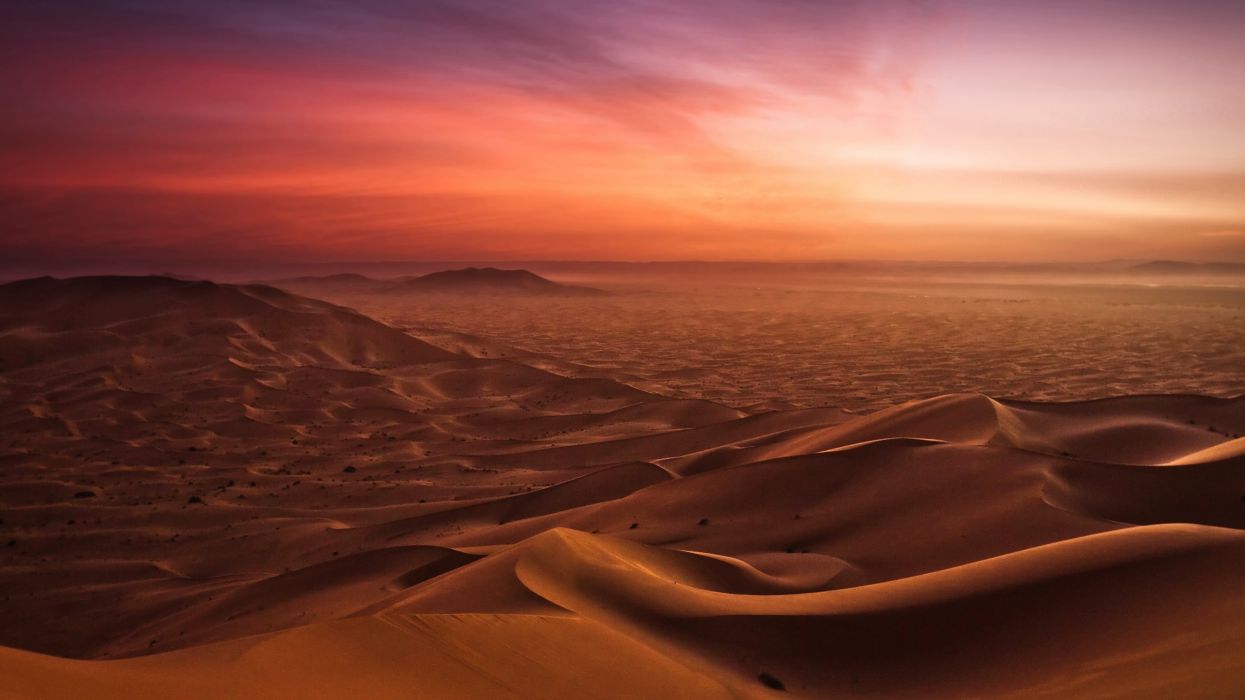Desert sunset nature sand wallpaperx2160