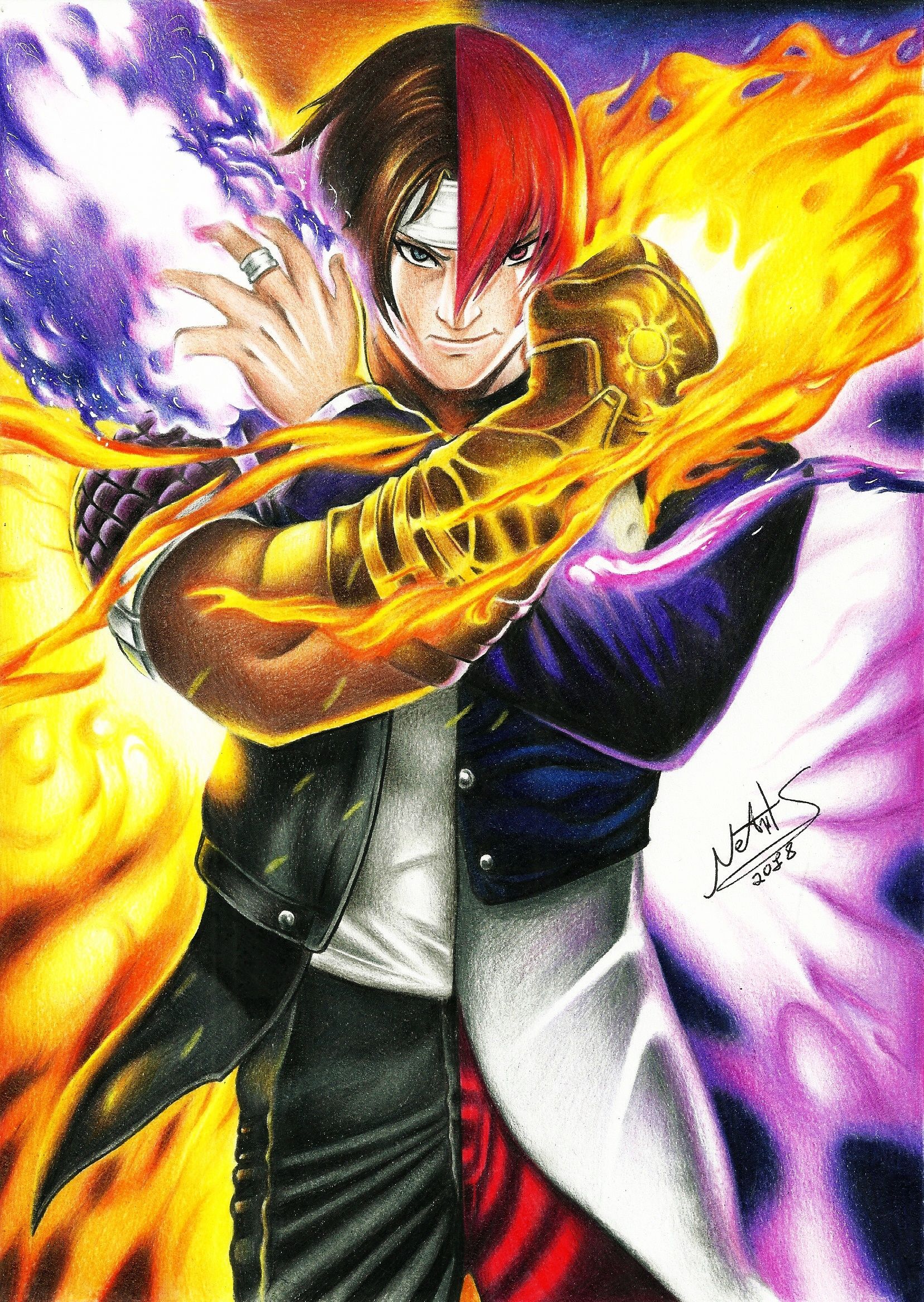 SPEED DRAWING KYO KUSANAGI / IORI YAGAMI [ King of Fighters ] COLLAB. King of fighters, Street fighter art, Fighter