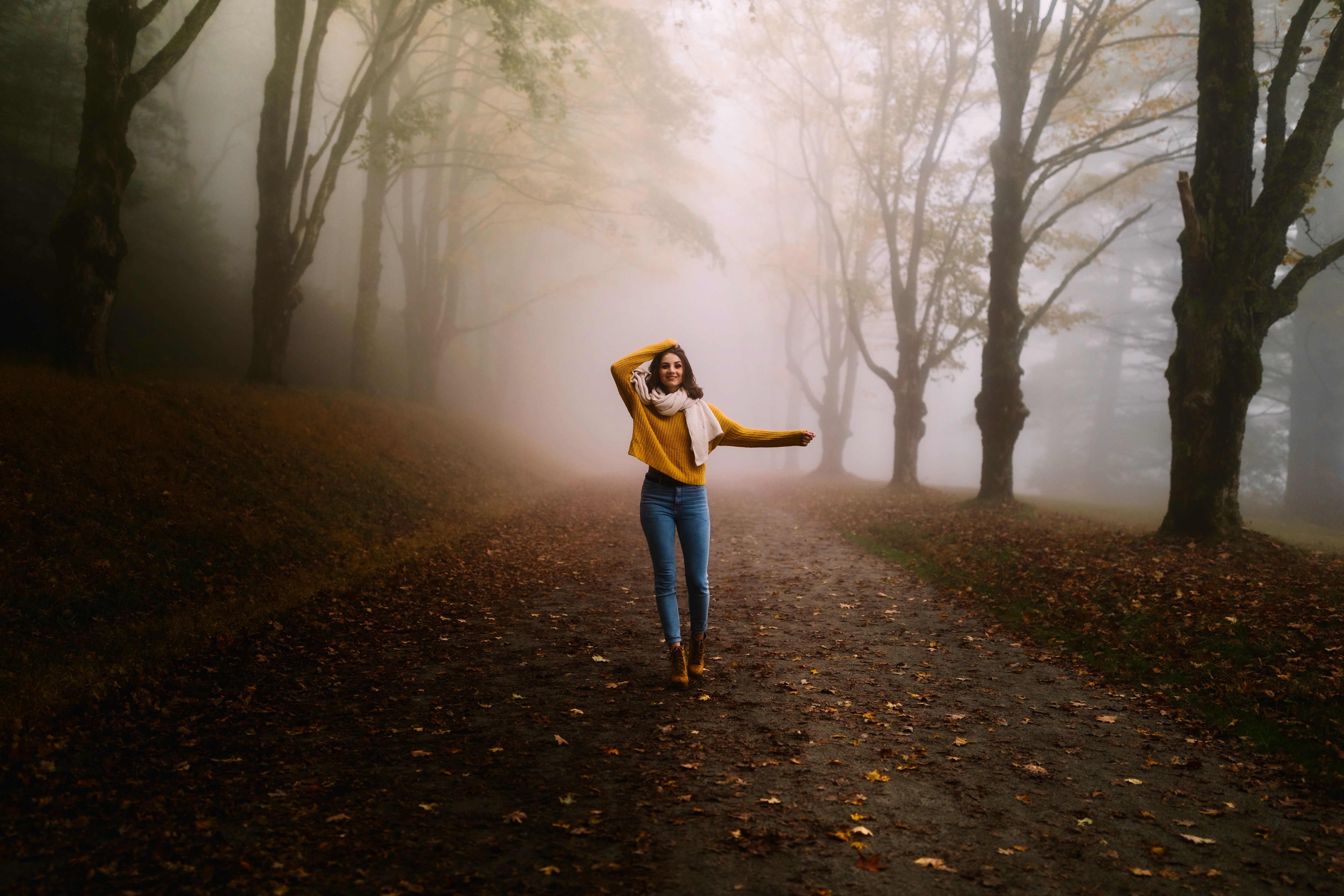 Girl Winter Alone Road Fog 5k, HD Photography, 4k Wallpaper, Image, Background, Photo and Picture