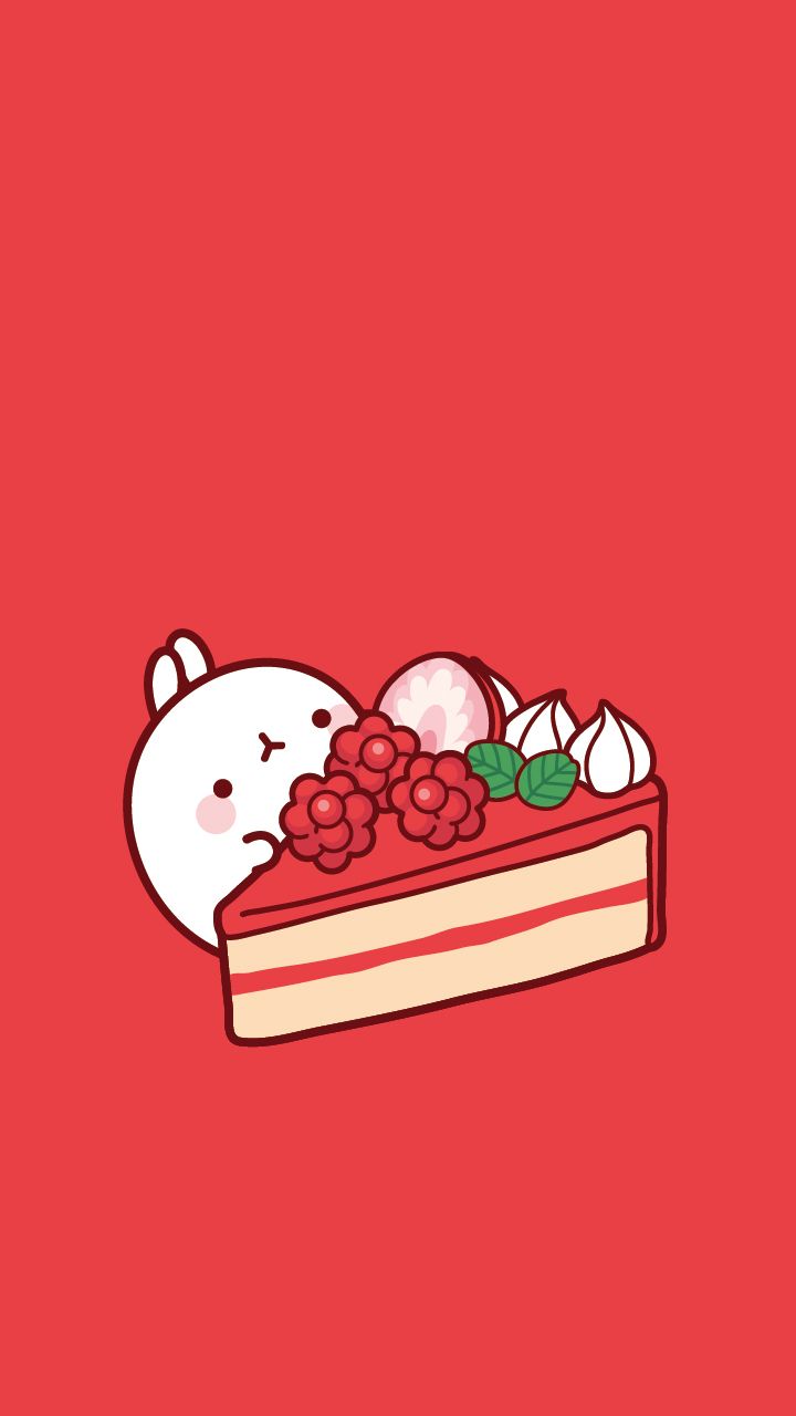 Molang And Strawberry Cake Wallpaper Food HD Wallpaper