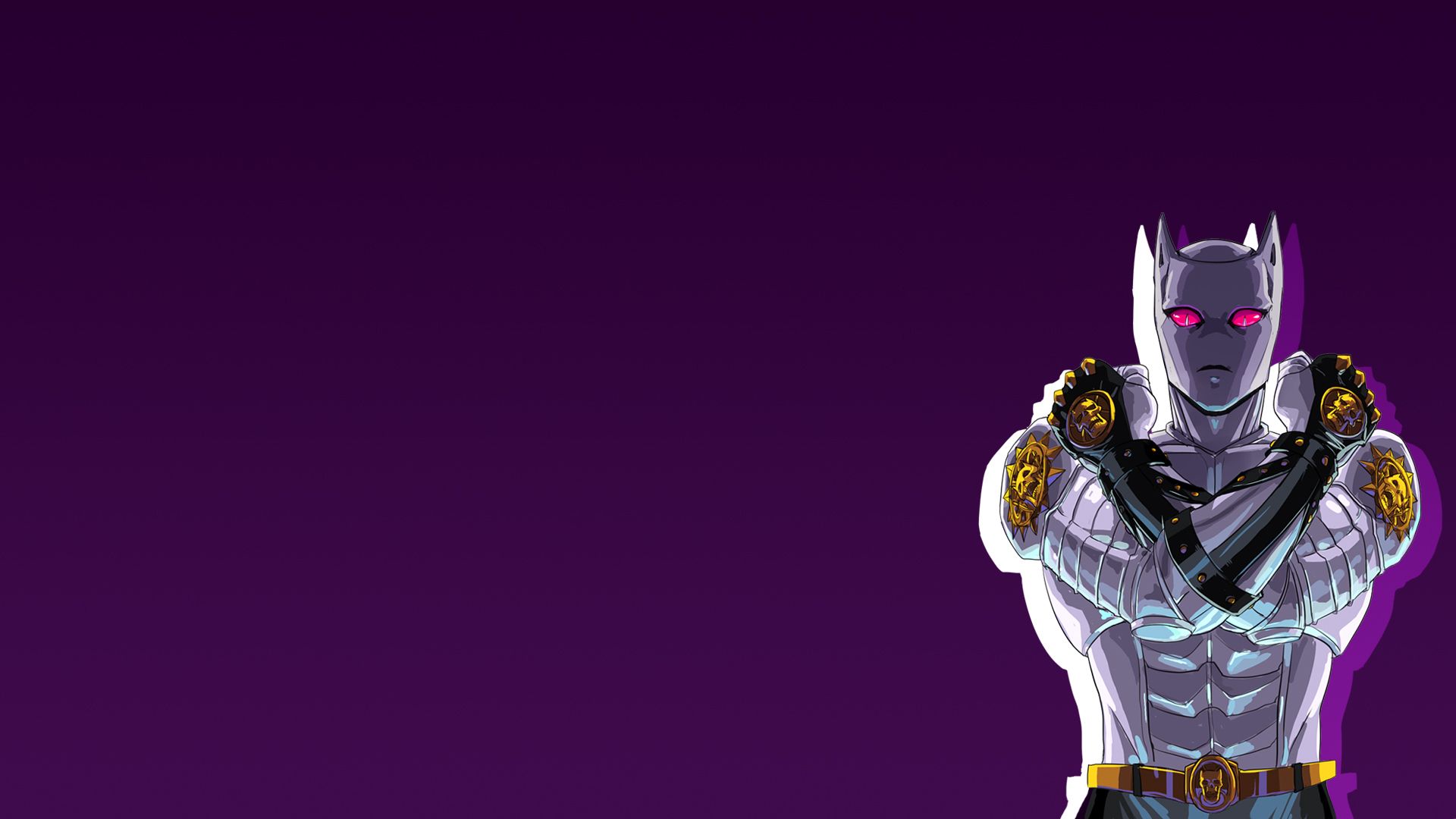 Jojo Killer Queen Standing On Side With Dark Purple Background HD Anime Wallpaper