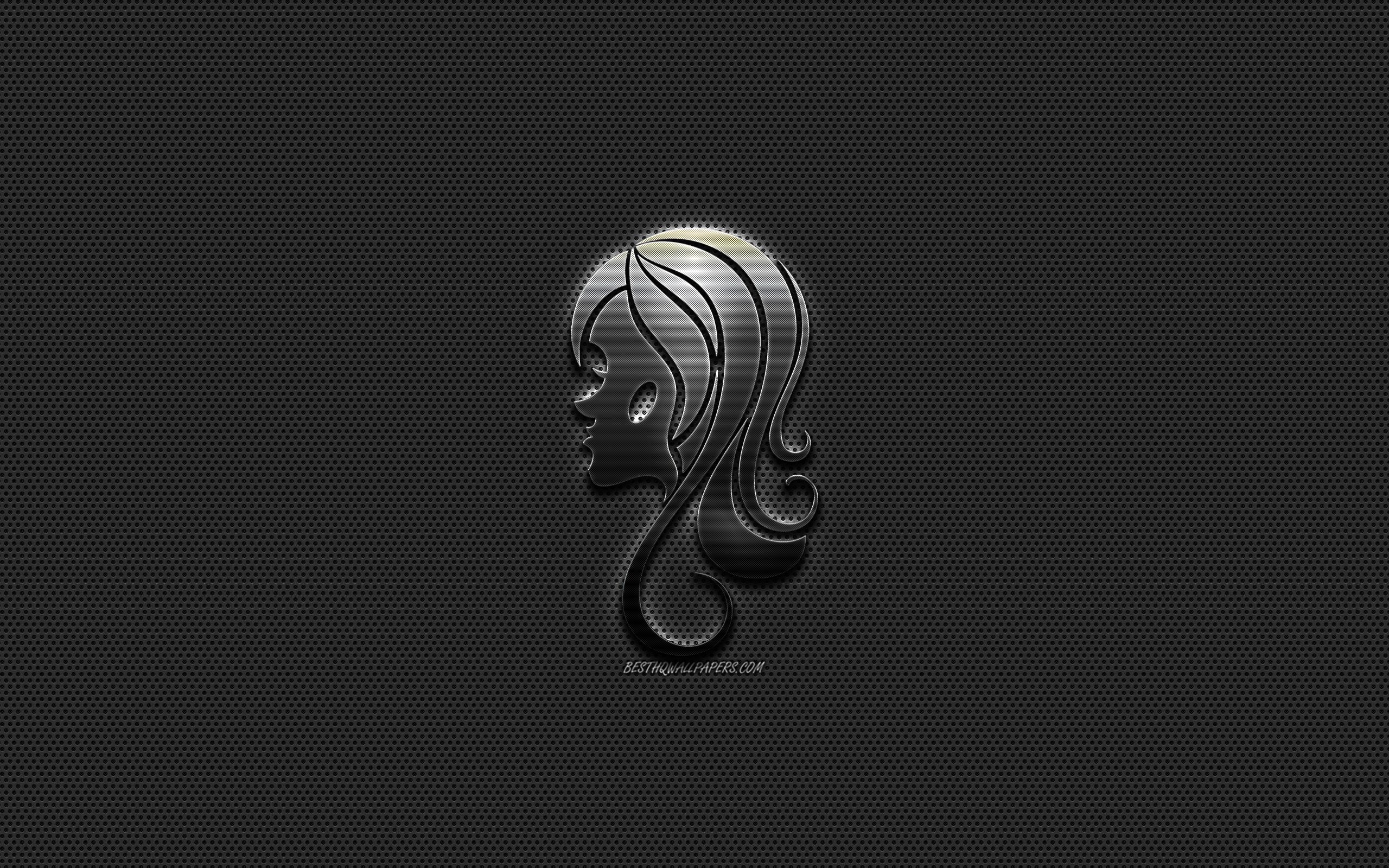 Download wallpaper Virgo zodiac sign, metal Virgo sign, Virgo Horoscope sign, metal style, metal mesh background, creative art, zodiac signs, Virgo for desktop with resolution 2560x1600. High Quality HD picture wallpaper