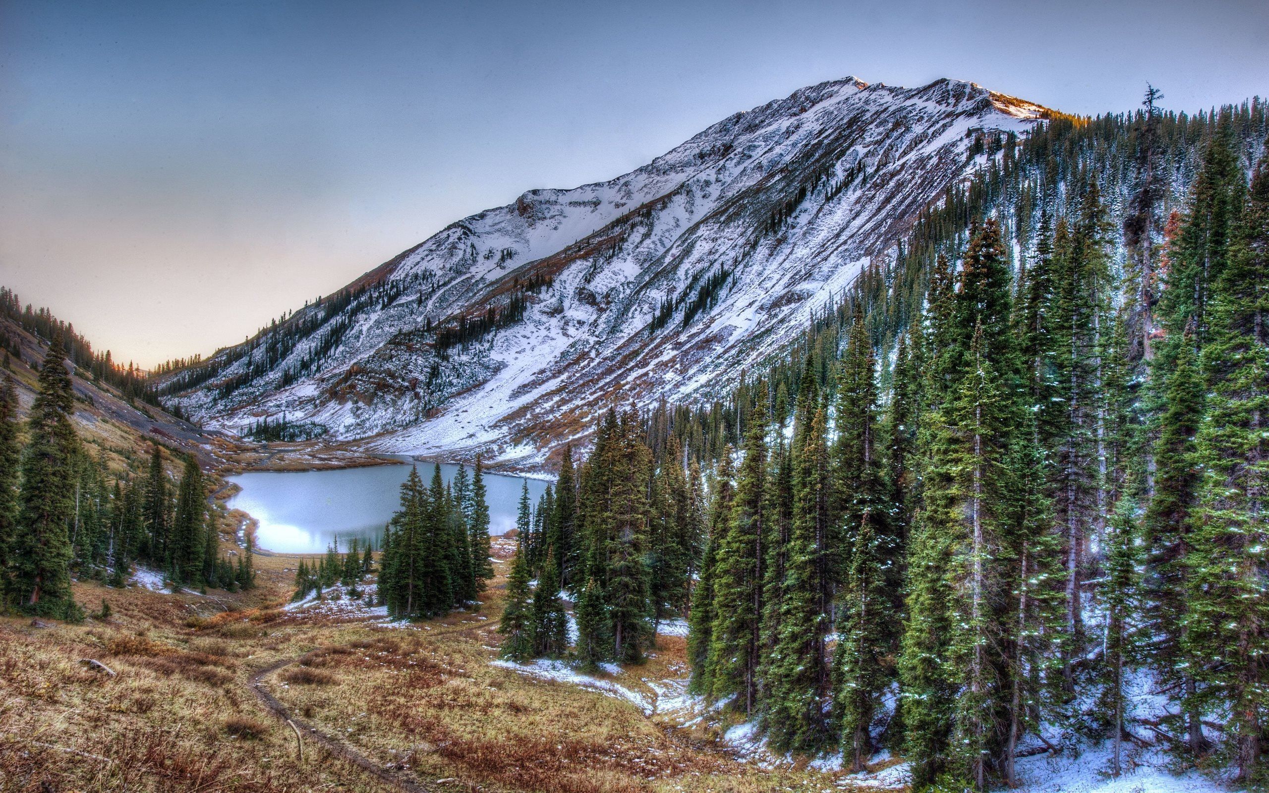 Download wallpaper winter, san juan, national forest, emerald lake, usa, the lake for desktop with resolution 2560x1600. High Quality HD picture wallpaper