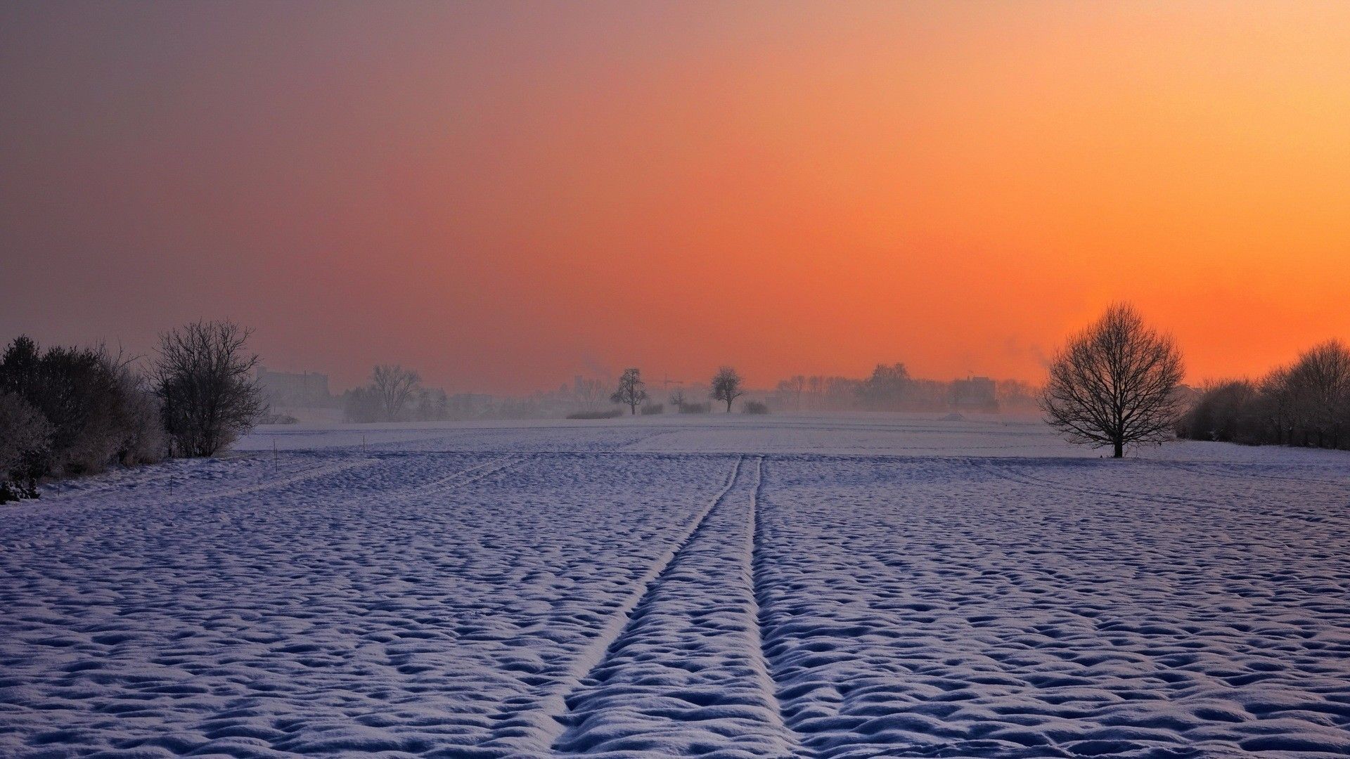 Meadow in winter at sunset wallpaper. Winter scenery, Sunset picture, Winter image