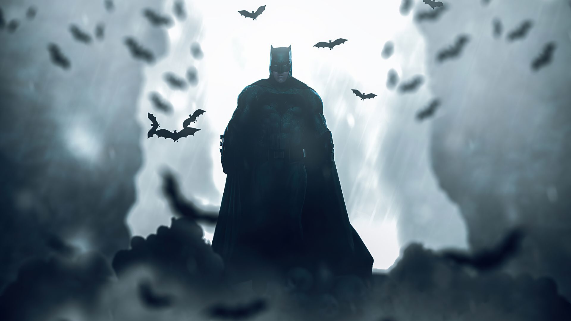 Desktop Wallpaper Batman, Bat Cave, Bats, Silhouette, HD Image, Picture, Background, 952be4