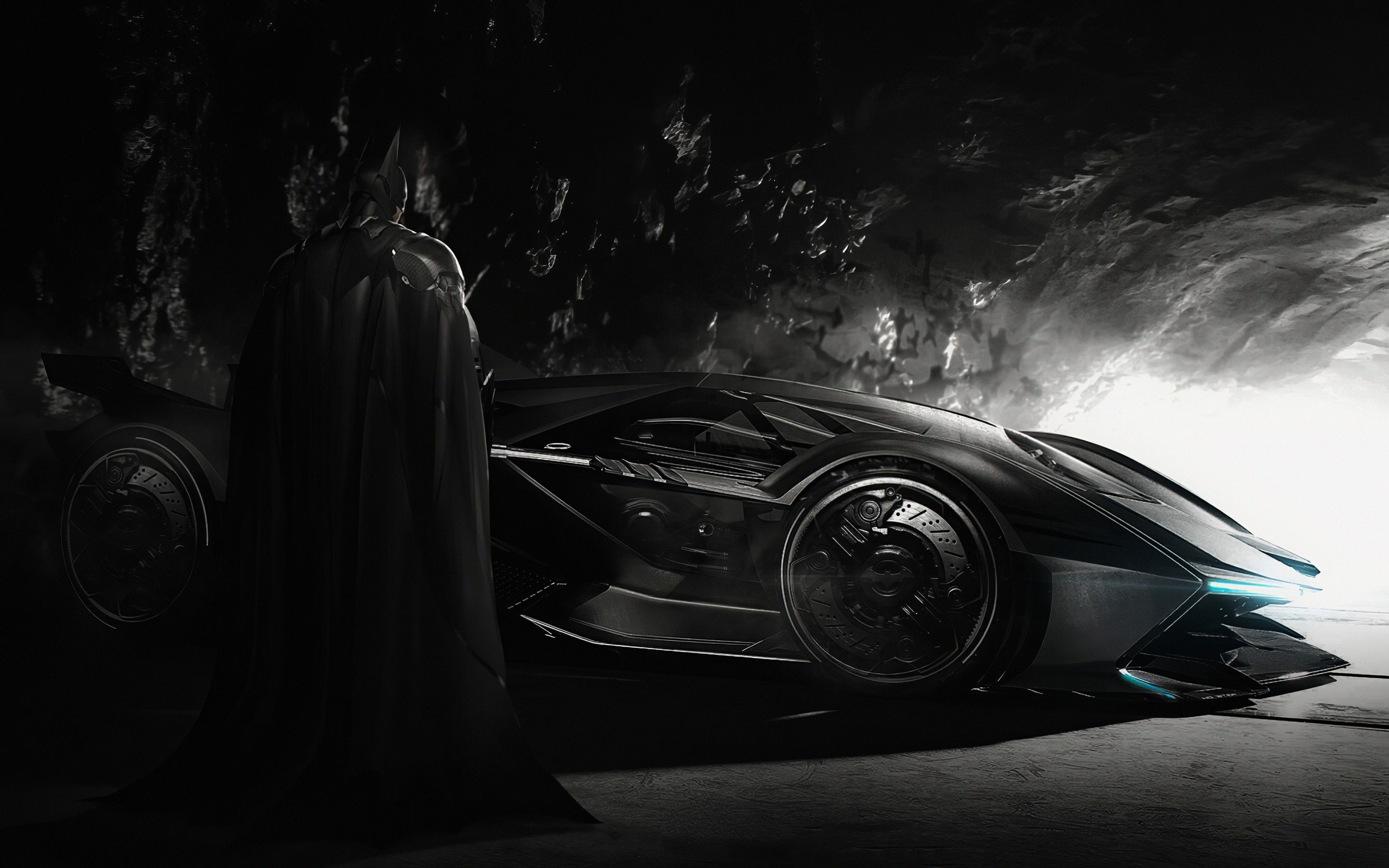 Batman 4K Wallpaper, Batmobile, Batcave, Graphics CGI