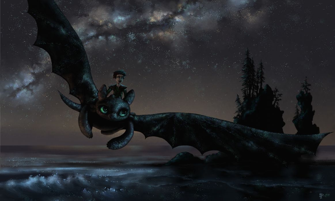 How to Train Your Dragon Dragons Flight Night Cartoons wallpaperx1505