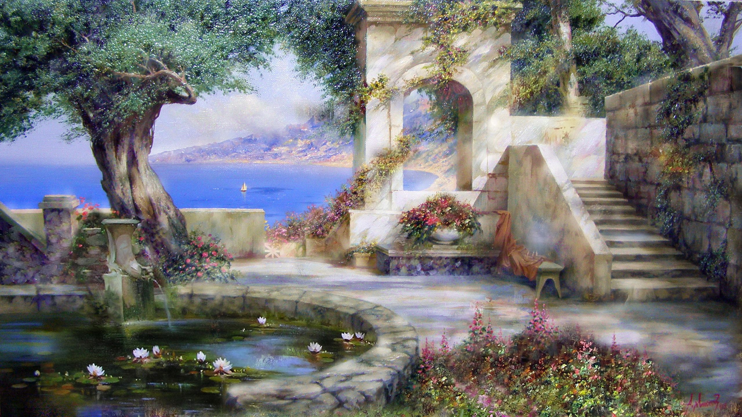 Free Landscape Painting Art, Computer Desktop Wallpaper, Wallpaper Landscape Art