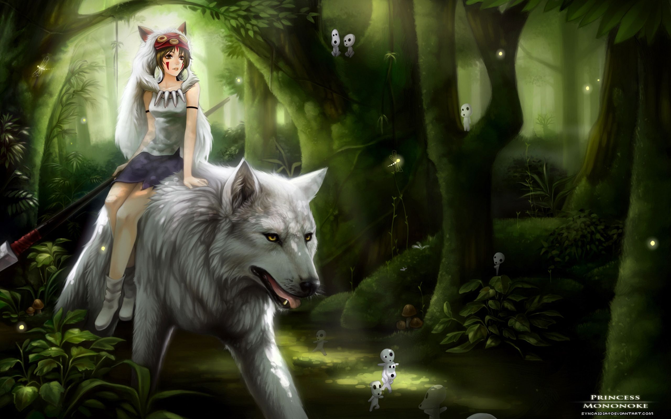 Forest Magic Princess Mononoke Wolf Wallpaper:2560x1600