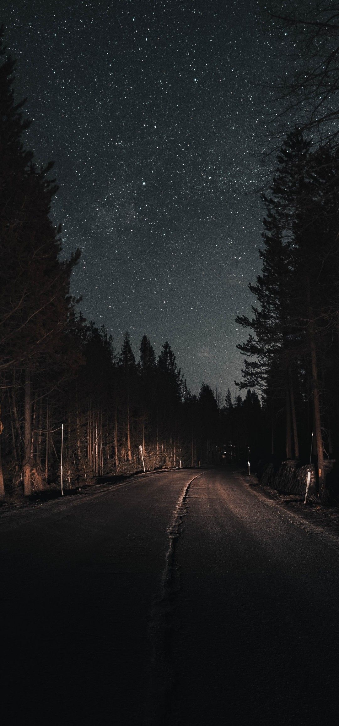Download 1080x2310 Starry Sky, Road, Night, Mood, Light, Trees, Scenic Wallpaper for Honor View 20