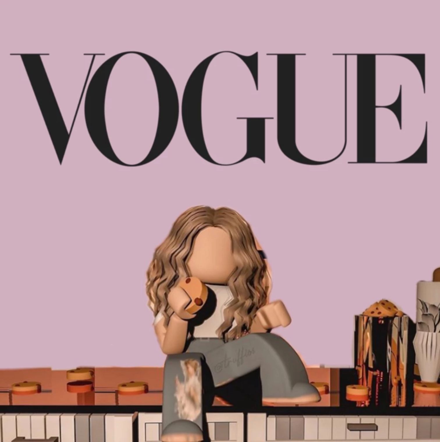 Download Aesthetic Roblox Girl In Vogue Cover Wallpaper