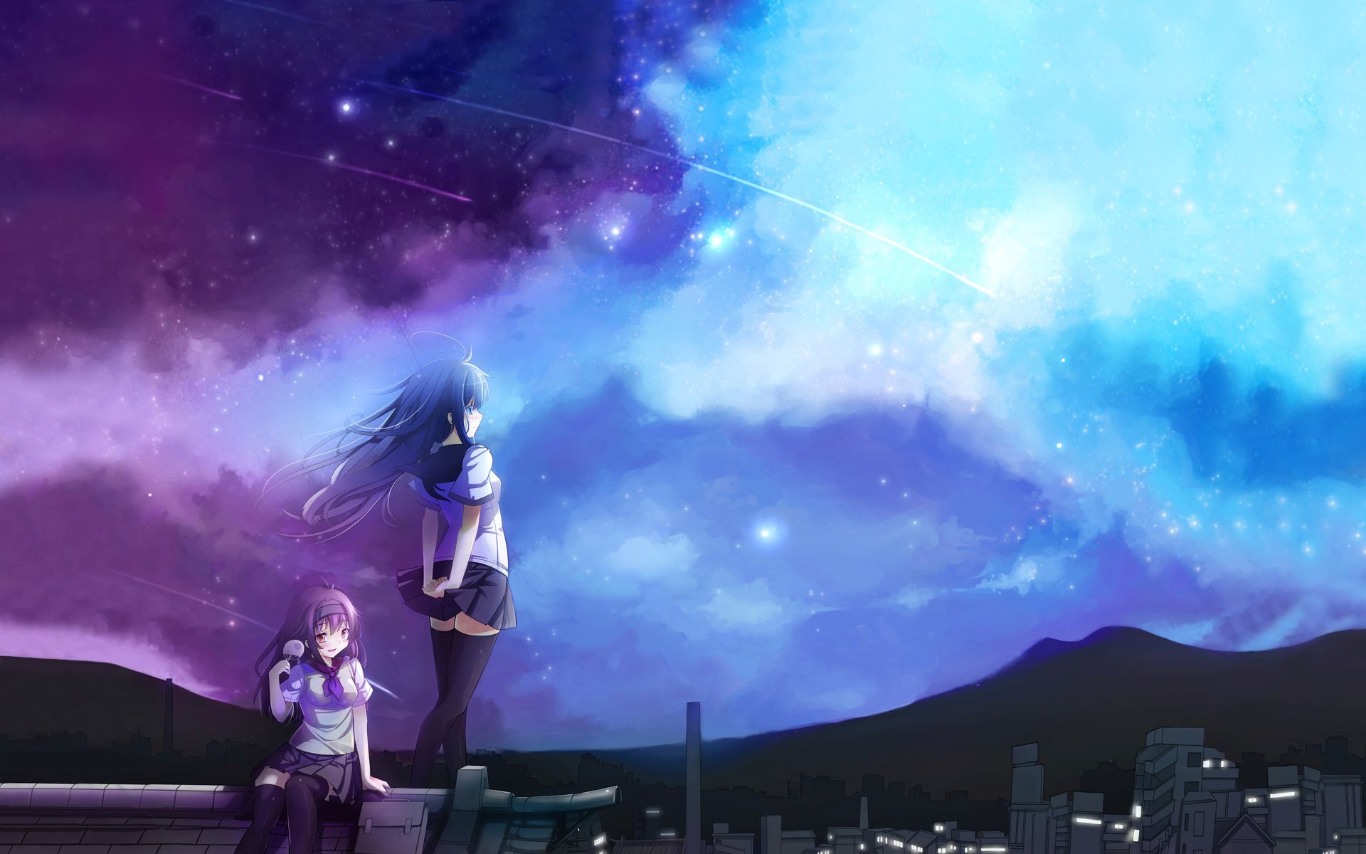 Free download Girl looking at the sky wallpaper 1204997 [1920x1200] for your Desktop, Mobile & Tablet. Explore Anime Sky Wallpaper. Anime Sky Wallpaper, Sky Wallpaper, Sky Background
