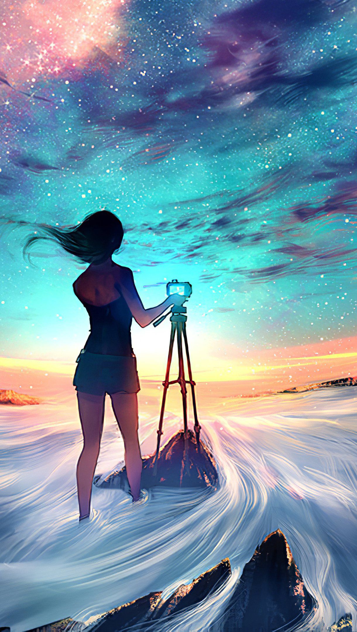 Girl taking a picture of the sky Wallpaper 4k Ultra HD