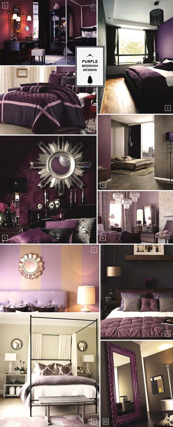 Purple Bedroom Designs: Inspiration Mood Board. Home Tree Atlas