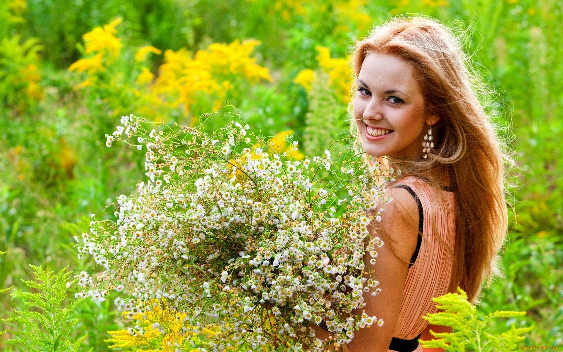 Free photo: Woman with flowers, Flower, Flowers