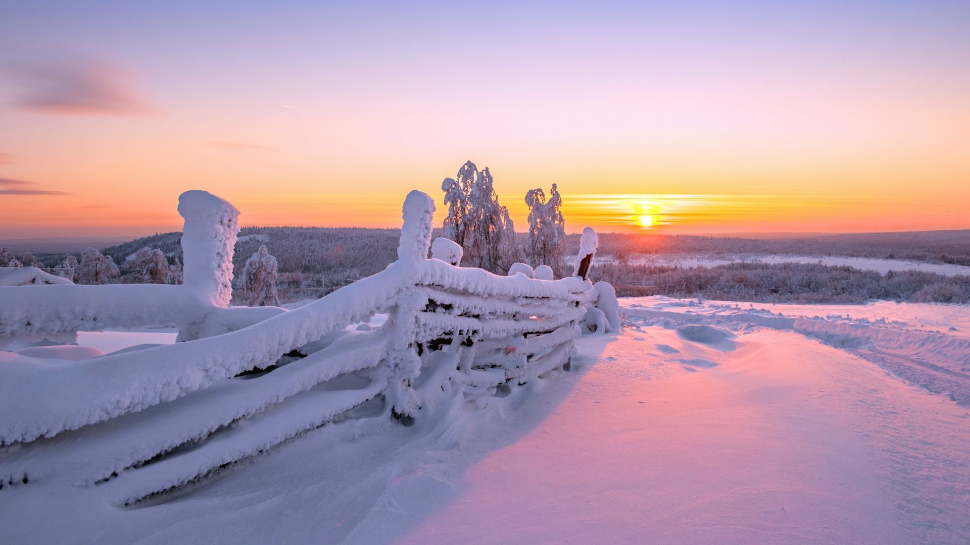 snow, Winter, Sunset Wallpaper HD / Desktop and Mobile Background