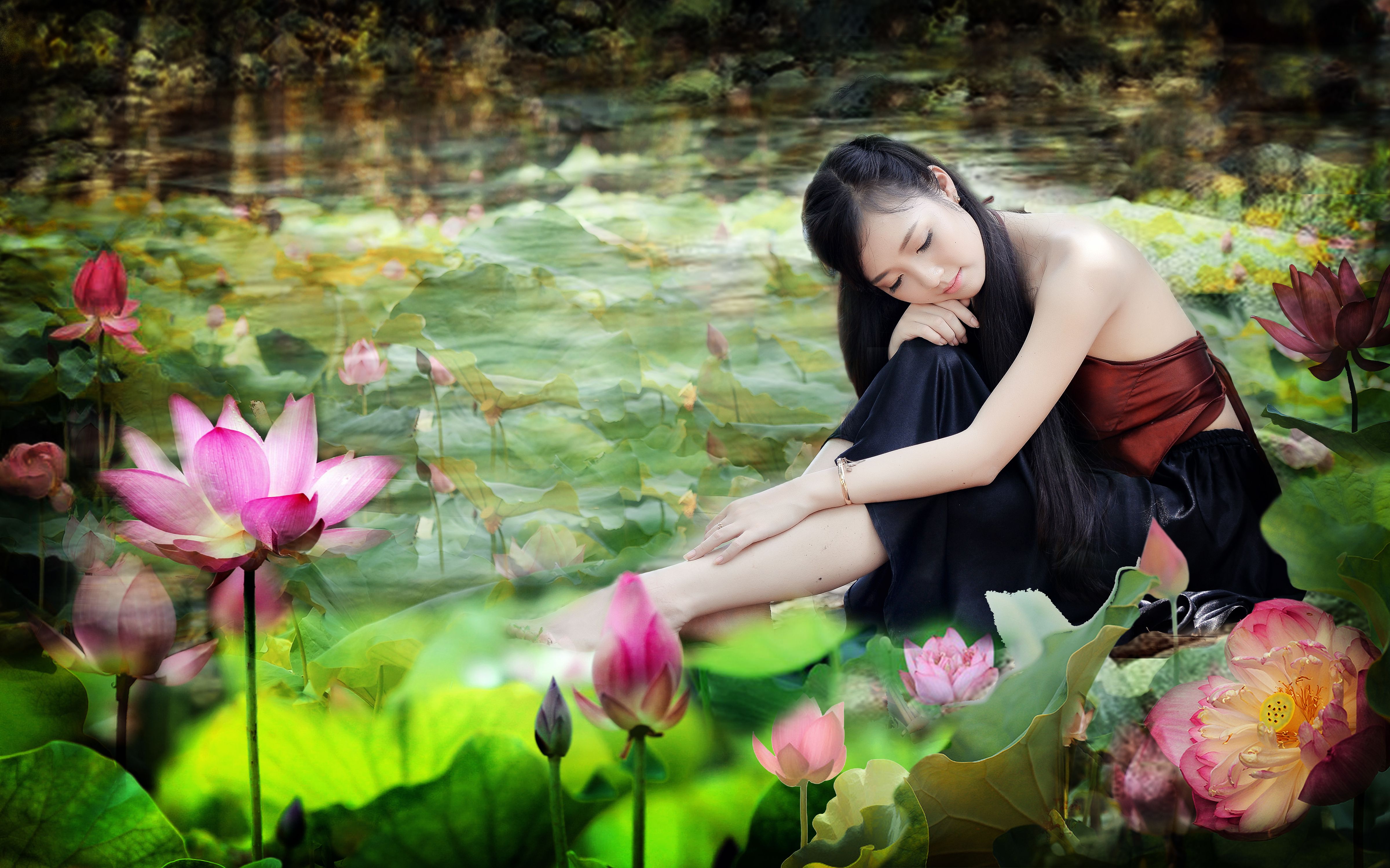 Lotus Flower With Girl