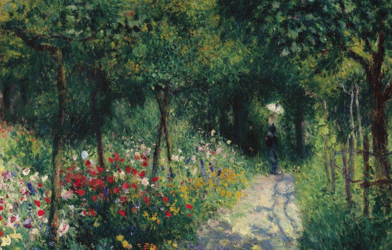 Wallpaper landscape, picture, Pierre Auguste Renoir, Pierre Auguste Renoir, Women in the Garden image for desktop, section живопись