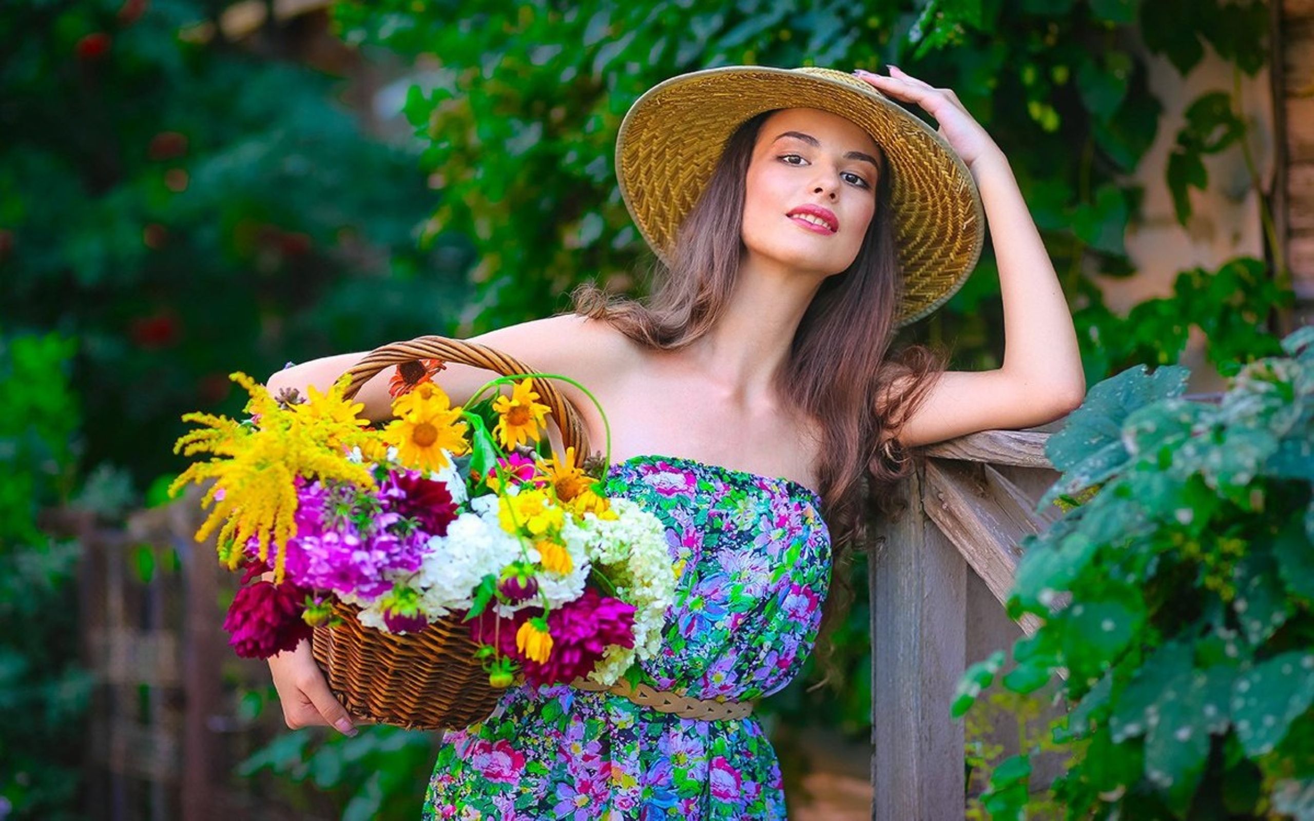 Beautiful Girls With Flowers Wallpaper & Background Download