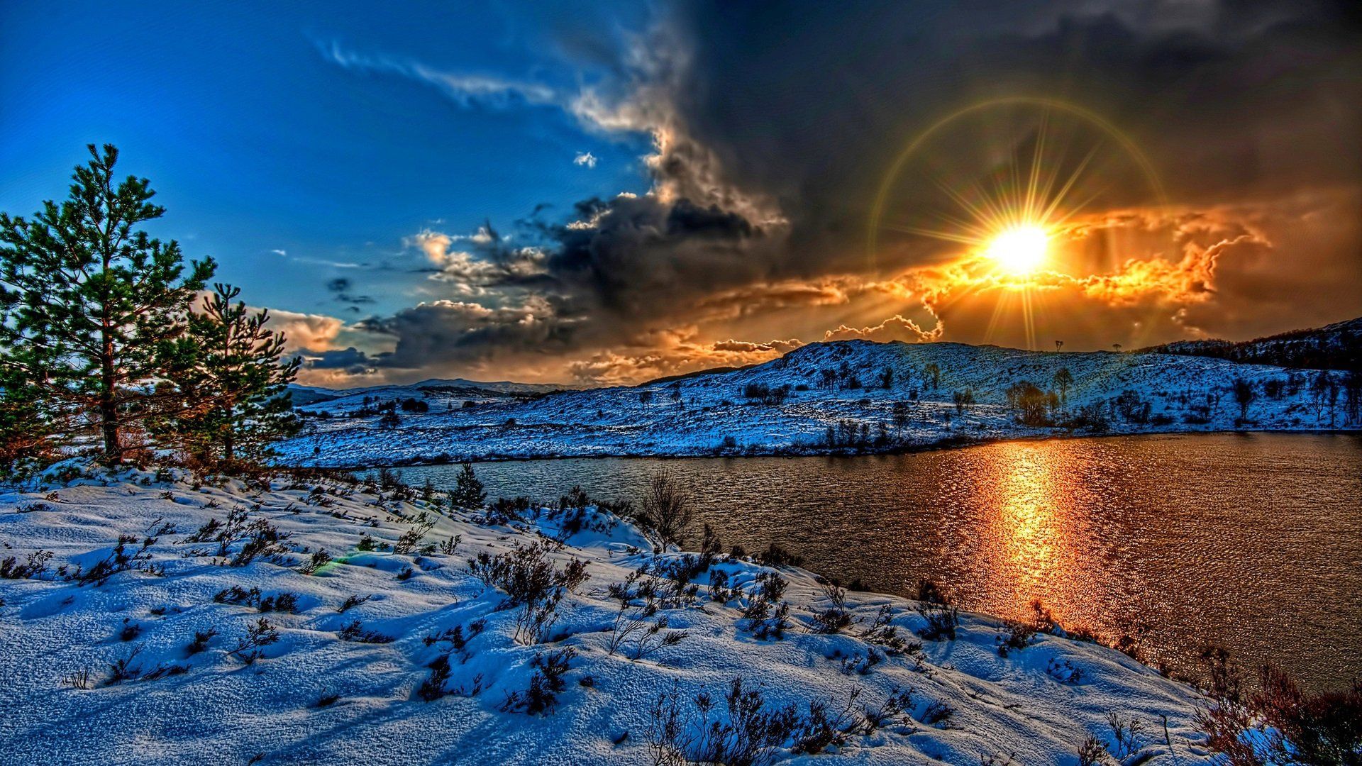Beautiful Winter Sunset HD Wallpaper Of Nature Winter Wallpaper & Background Download