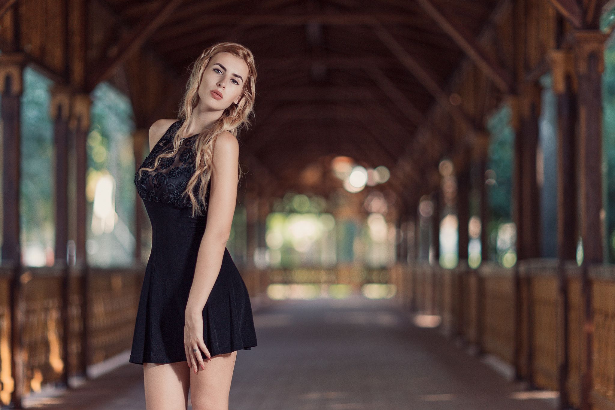 Blonde Girl In Black Dress, HD Girls, 4k Wallpaper, Image, Background, Photo and Picture
