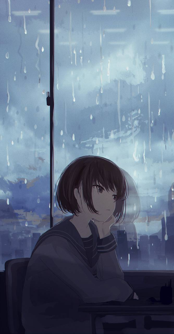 Sad Anime Rain wallpaper
