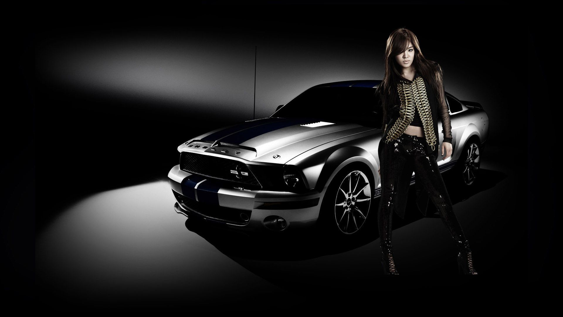 Car And Black Dress Girl Wallpaper. Car and girl wallpaper, Mustang, Ford mustang wallpaper