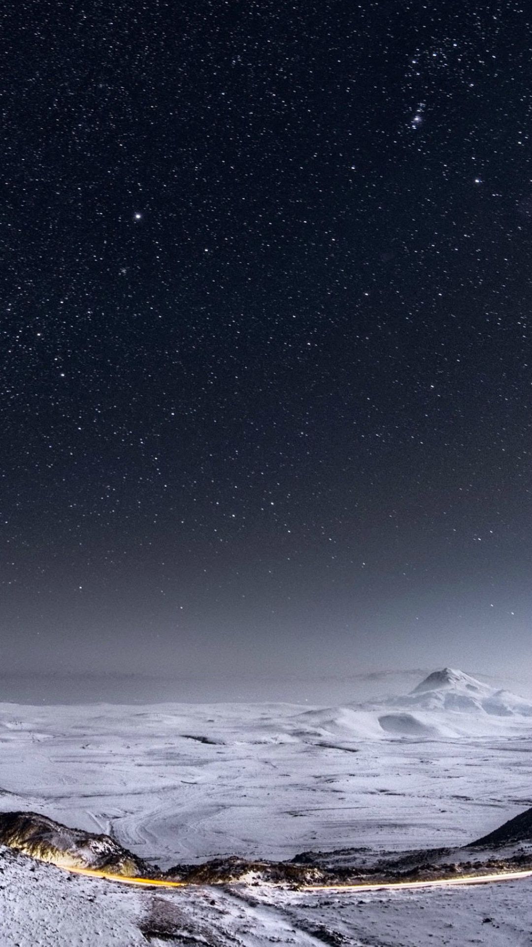 Mountains Night Winter Space View iPhone Wallpaper