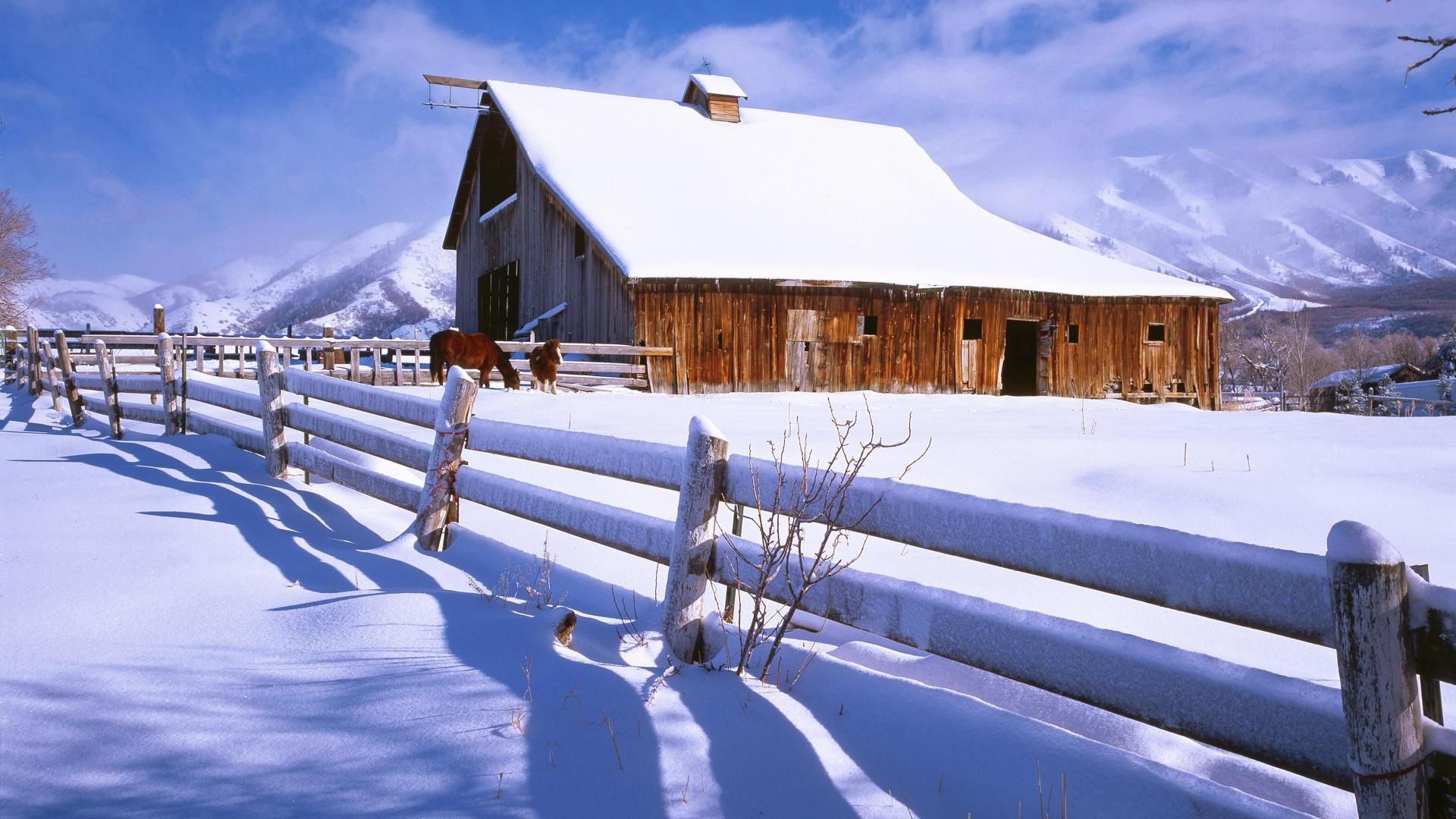 Winter Barn Wallpaper. Winter scenes .com