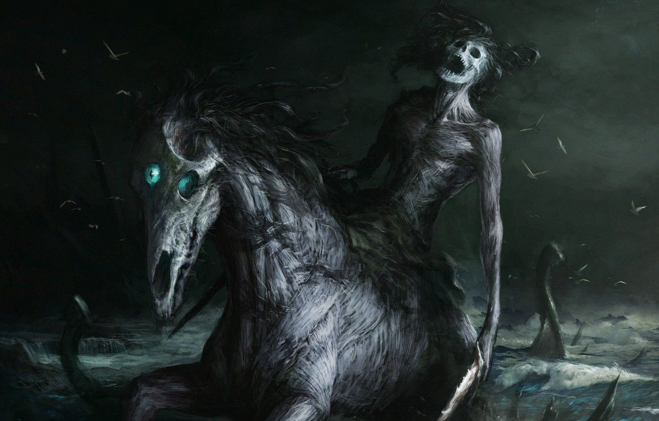 Wallpaper Dead, Horse, The demon, Fantasy, Ghost, Art, Art, Fiction, Ghost, Fiction, North, Dead, Demon, North, Horse, Creature image for desktop, section фантастика