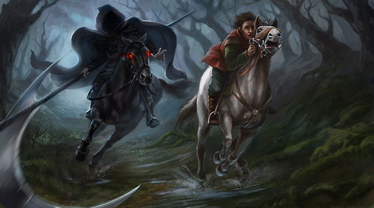image Horses Scythe Demons personification Two Fantasy