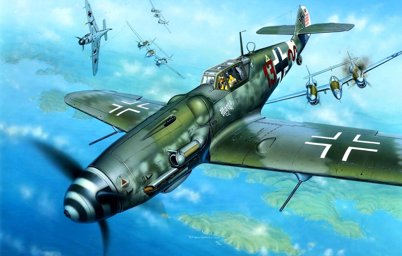 Wallpaper Messerschmitt, USAF, WWII, P 38 Lightning, Heinrich Bartels, Bf. 109G 6 Trop, Bf 109G 11. JG27 Image For Desktop, Section авиация