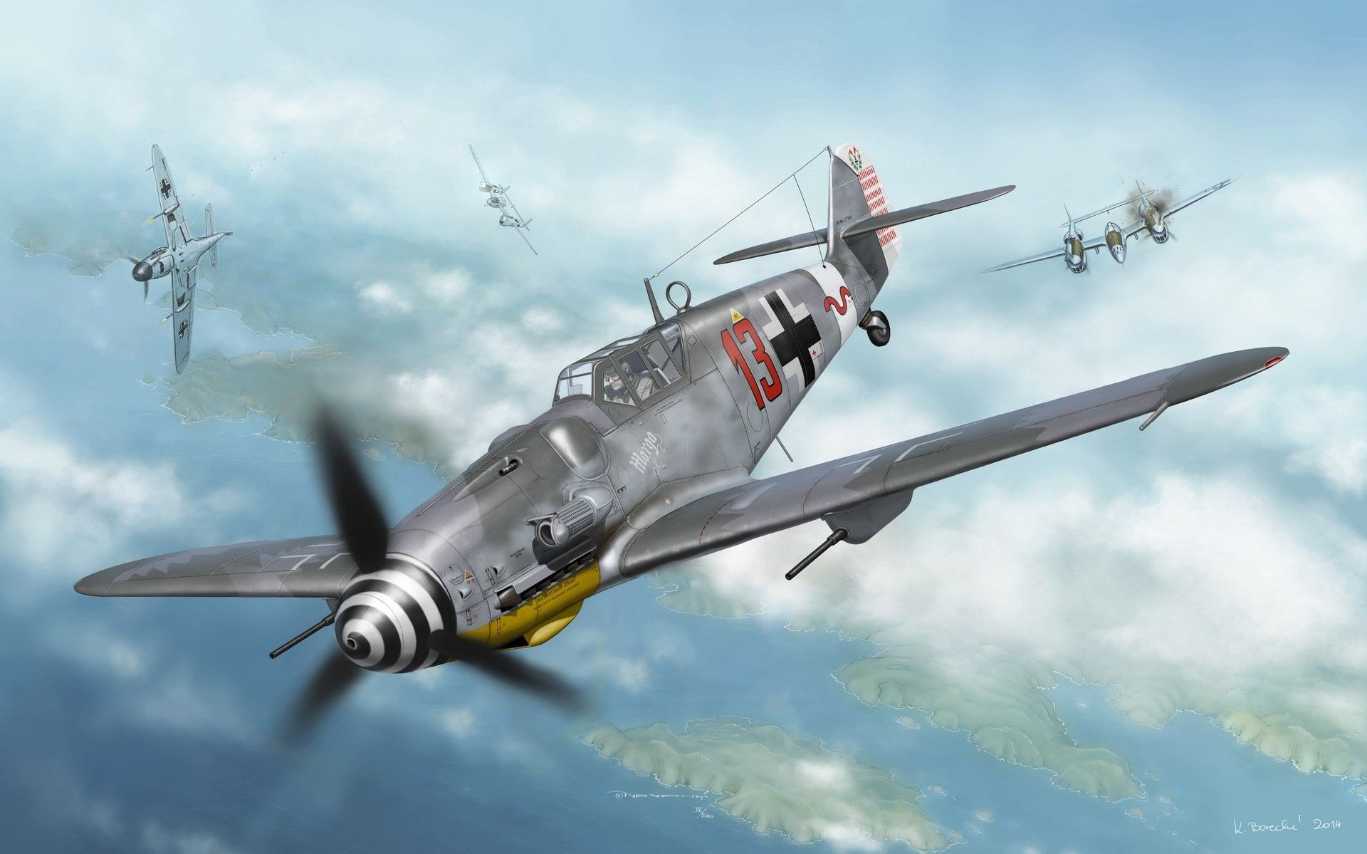 Messerschmitt, Messerschmitt Bf Luftwaffe, Artwork, 48 Eduard Bf 109g 6 HD Wallpaper