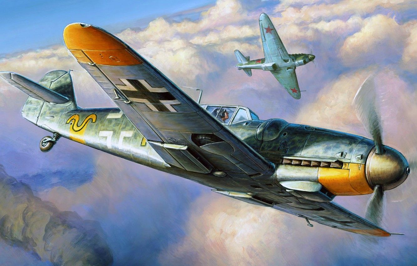 Wallpaper Messerschmitt, Luftwaffe, Single Engine Piston Fighter Low, BF109 G 6 Image For Desktop, Section авиация