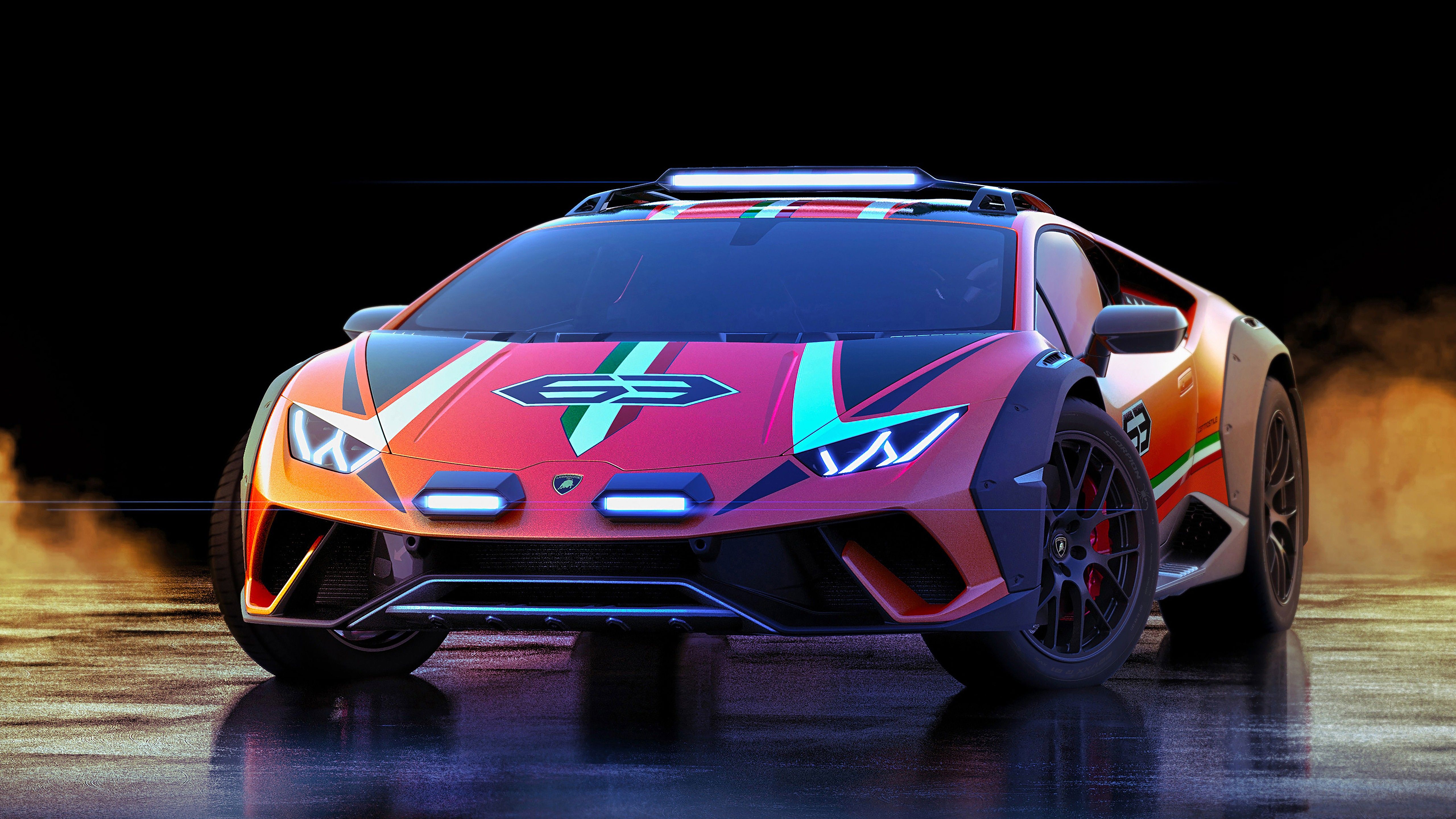 Wallpaper Car Rainbow Lamborghini