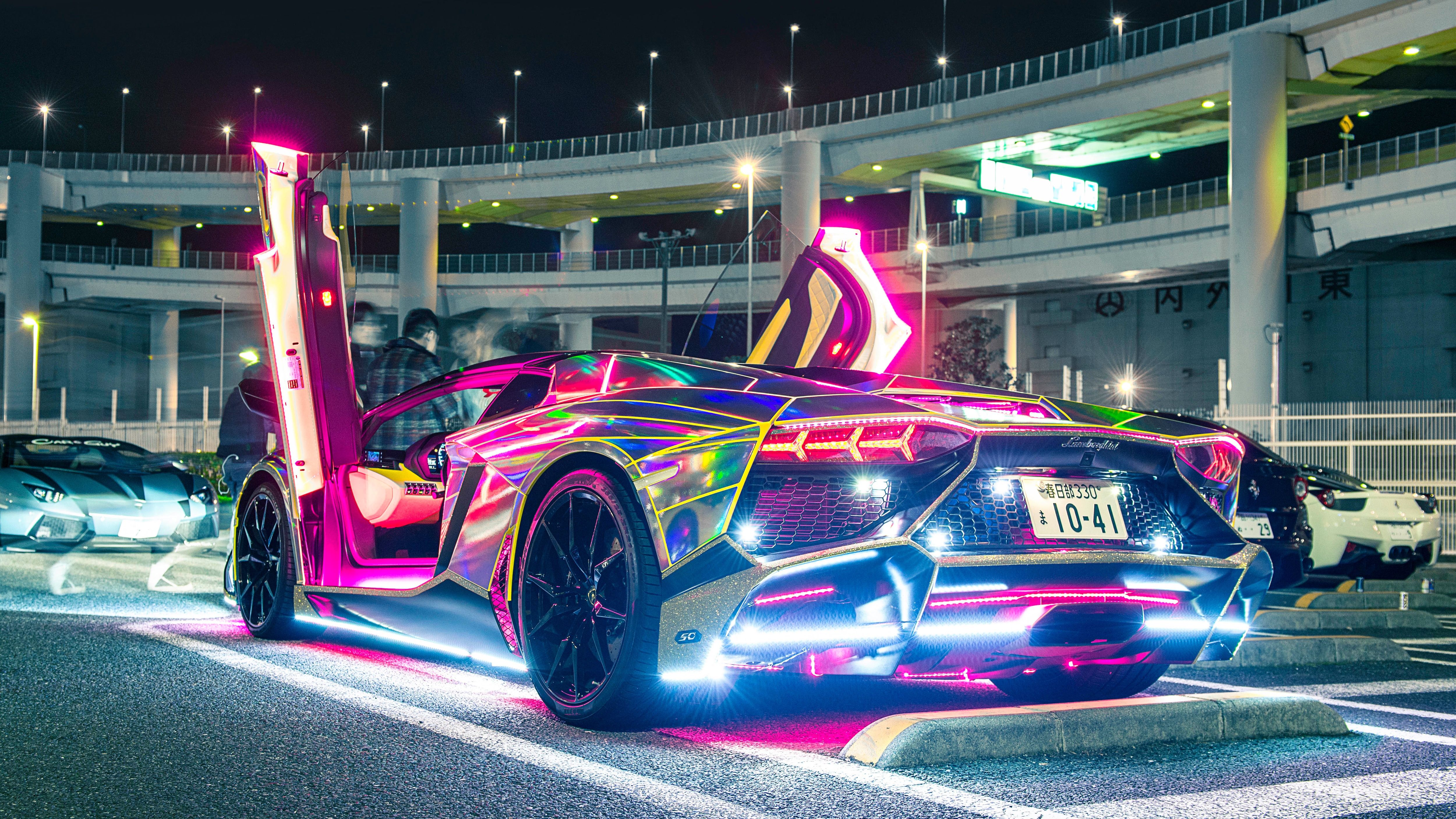 Cool Cars Neon Rainbow