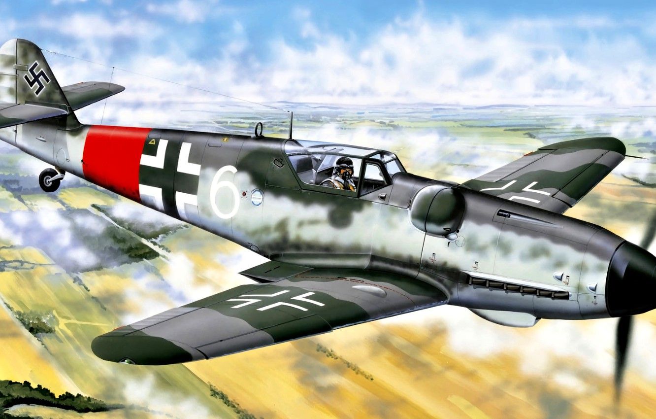 Wallpaper Late, Bf.109G 6, Flashlight Improved Visibility, 9./JG302, Erla Hood, Willi Reschke Image For Desktop, Section авиация