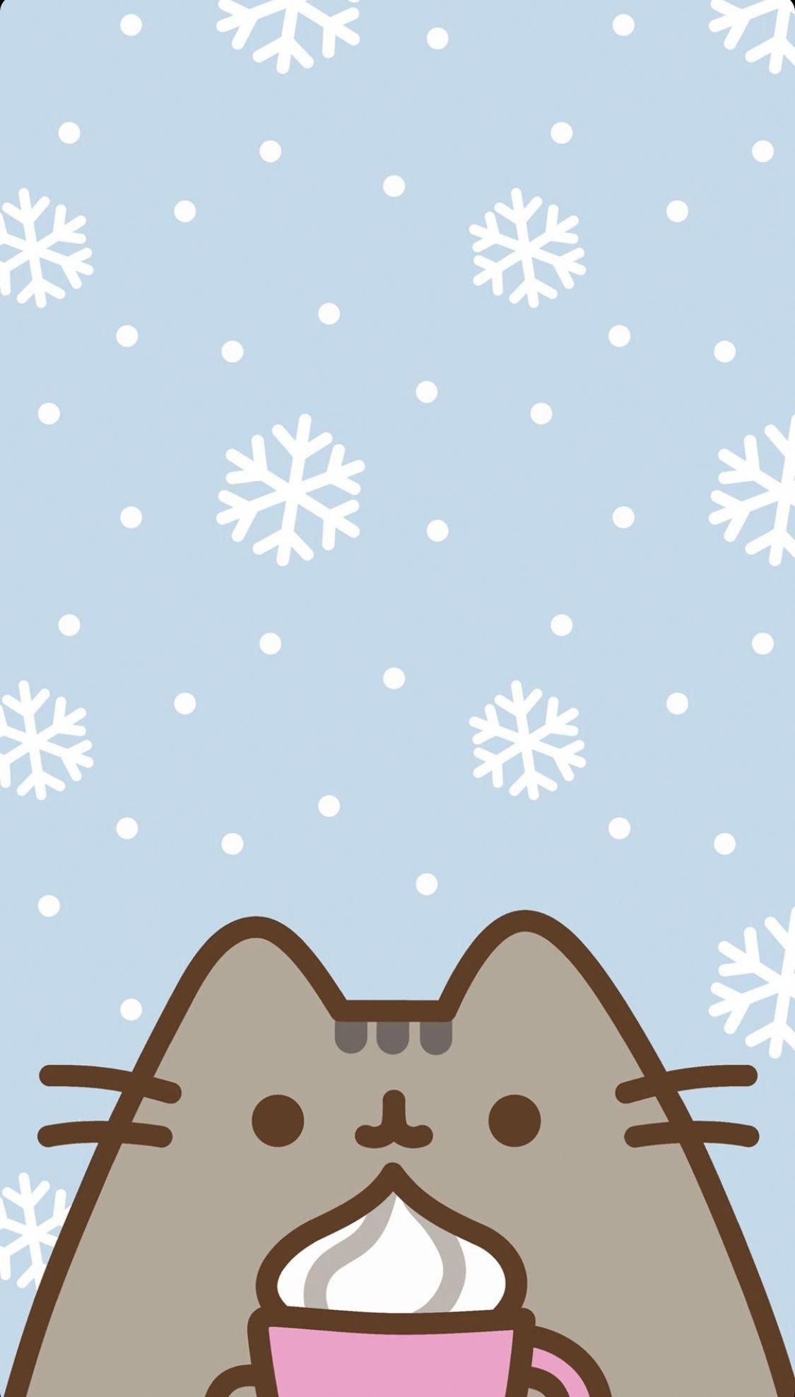 pusheen winter wallpaper !! #iphonewallpaper. Christmas phone wallpaper, Cute christmas wallpaper, Winter wallpaper