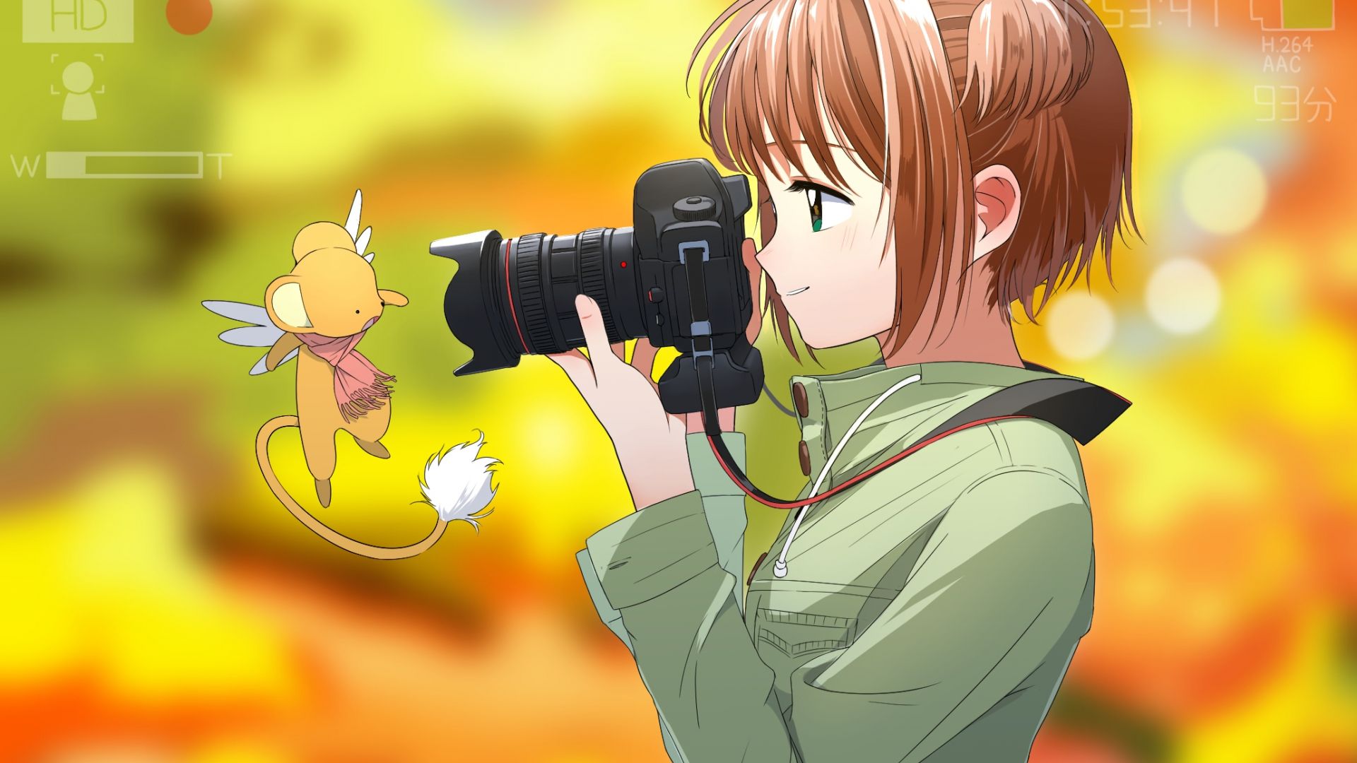 Desktop Wallpaper Blonde Anime Girl, Taking Photo, Sakura Kinomoto, Cardcaptor Sakura, HD Image, Picture, Background, Xpv62y