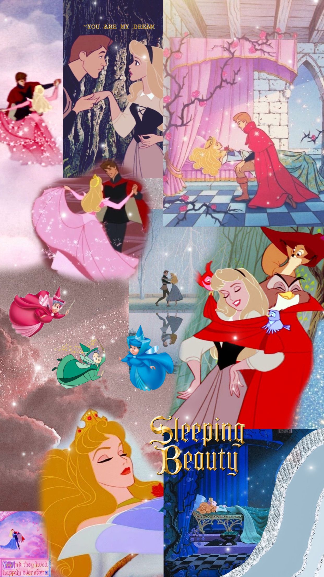 Sleeping Beauty Aurora Collage Wallpaper. Wallpaper iphone disney, Disney fun, Disney aesthetic