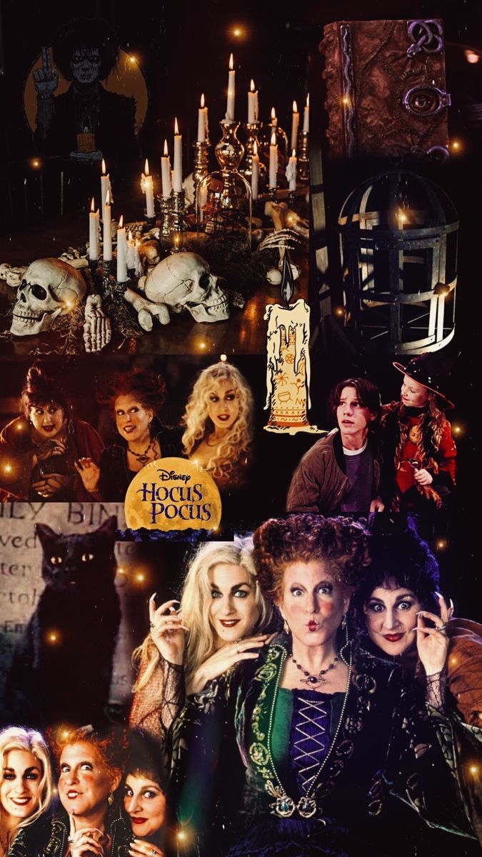 Hocus pocus collage background. Collage background, Disney, Disney halloween