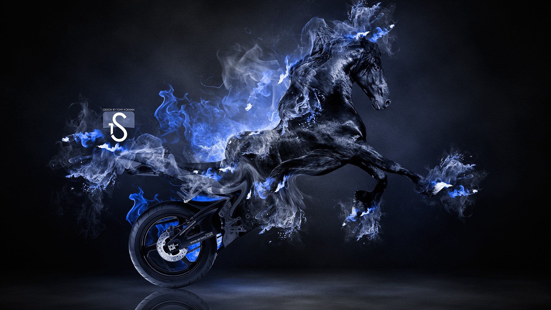awesome blue fire horse