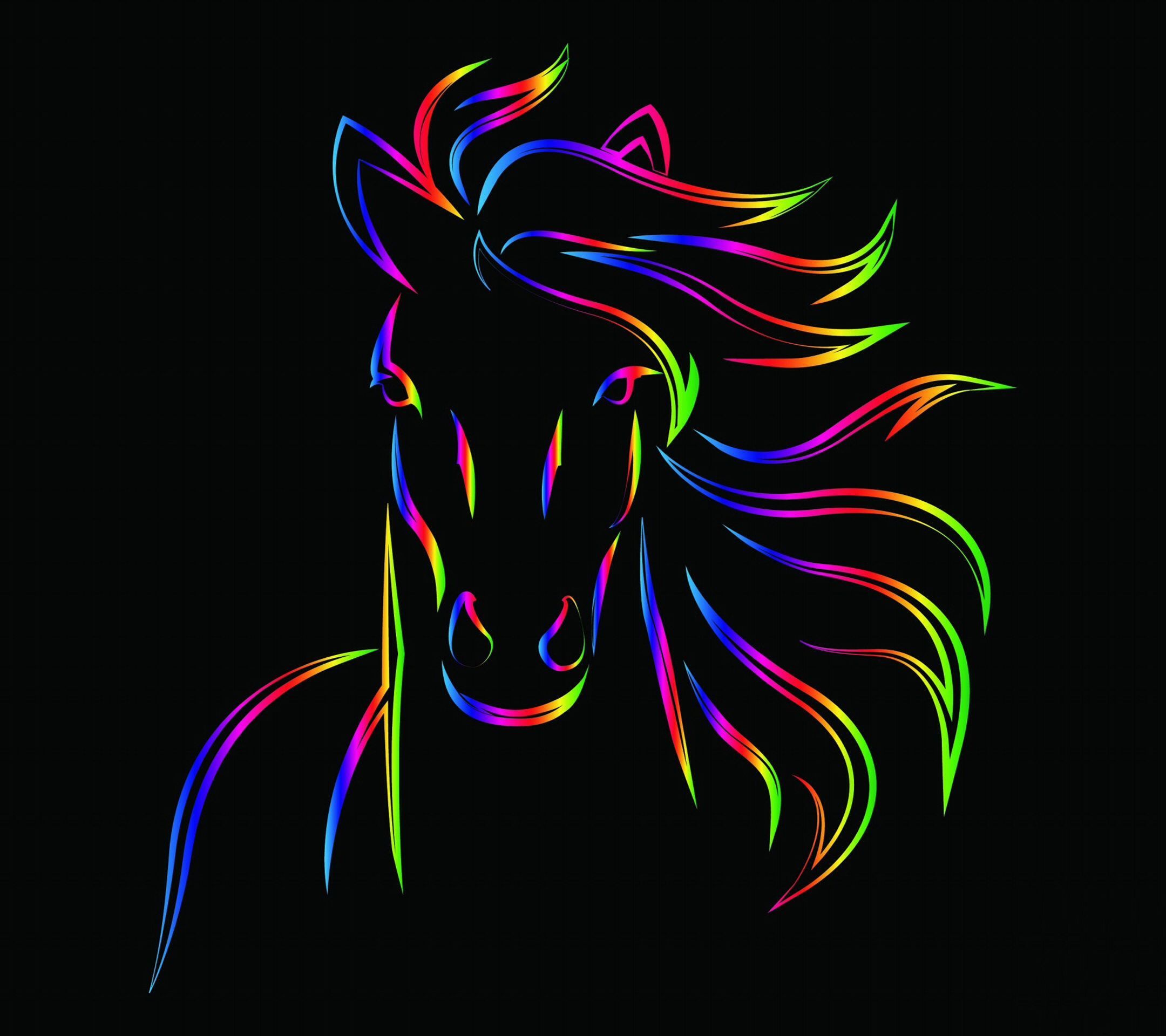 Neon horse wallpaper. Horse wallpaper, Black background painting, Horses