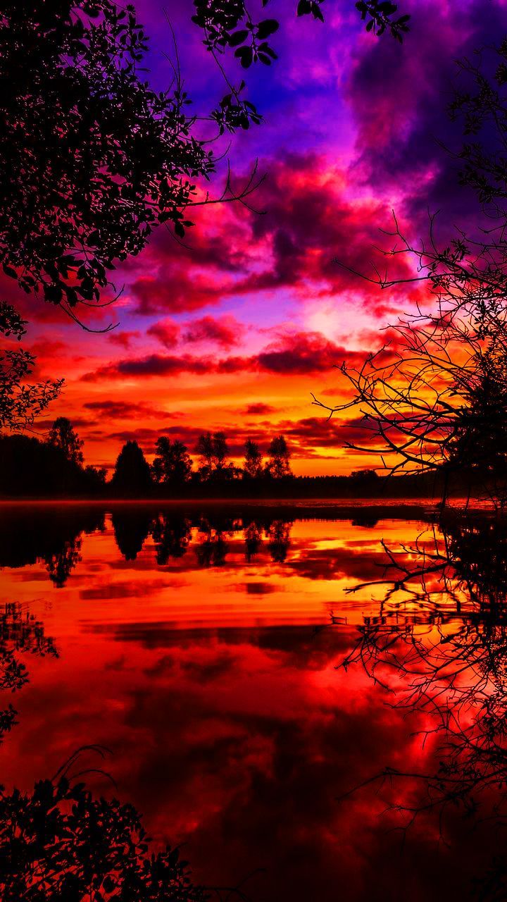 lake #sunset #autumn #trees #purple. Sunset nature, Nature photography, Sunset picture