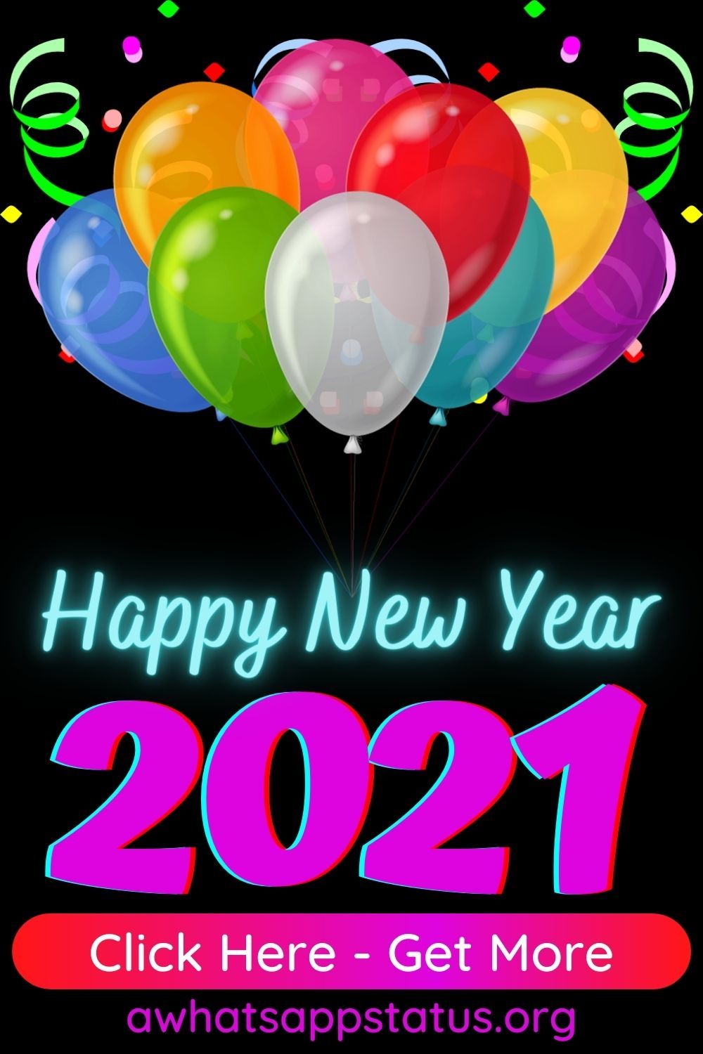 Happy New Year 2021 Wallpaper HD Decoration With Colorful Balloons And Glowing Tex. Happy new year picture, Happy new year photo, Happy new year