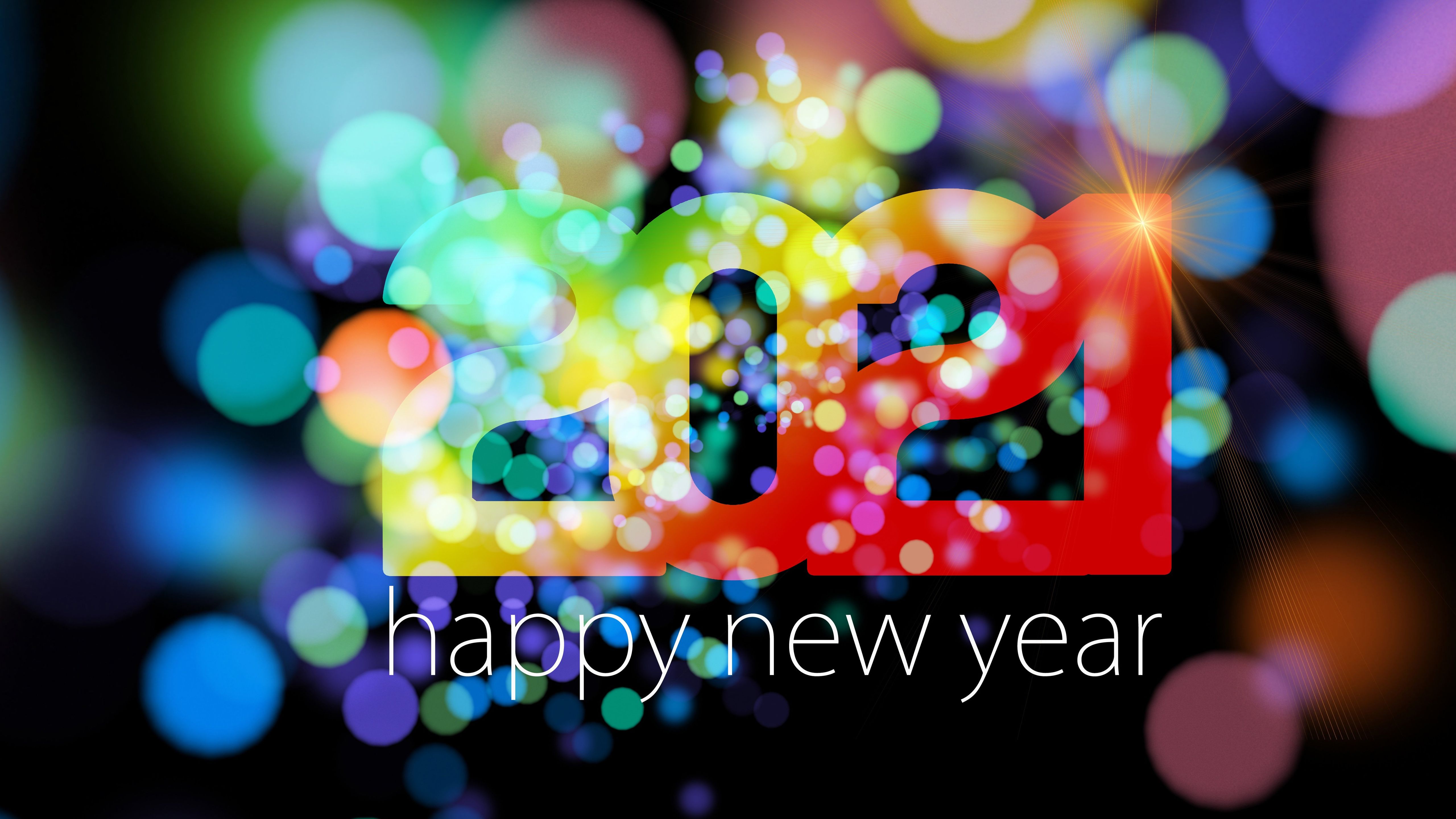Happy New Year 2021 With Colorful Circles 4K 5K HD Happy New Year 2021 Wallpaper