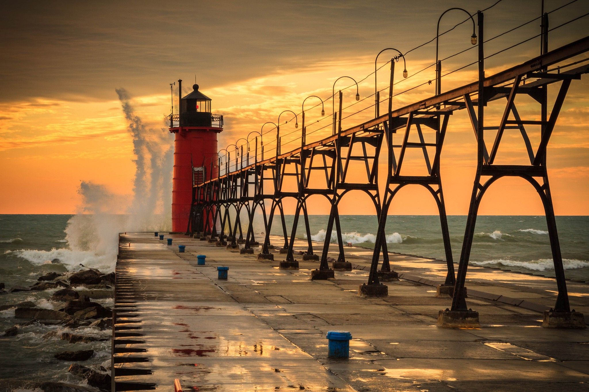 coast, USA, lighthouses, Michigan wallpaper