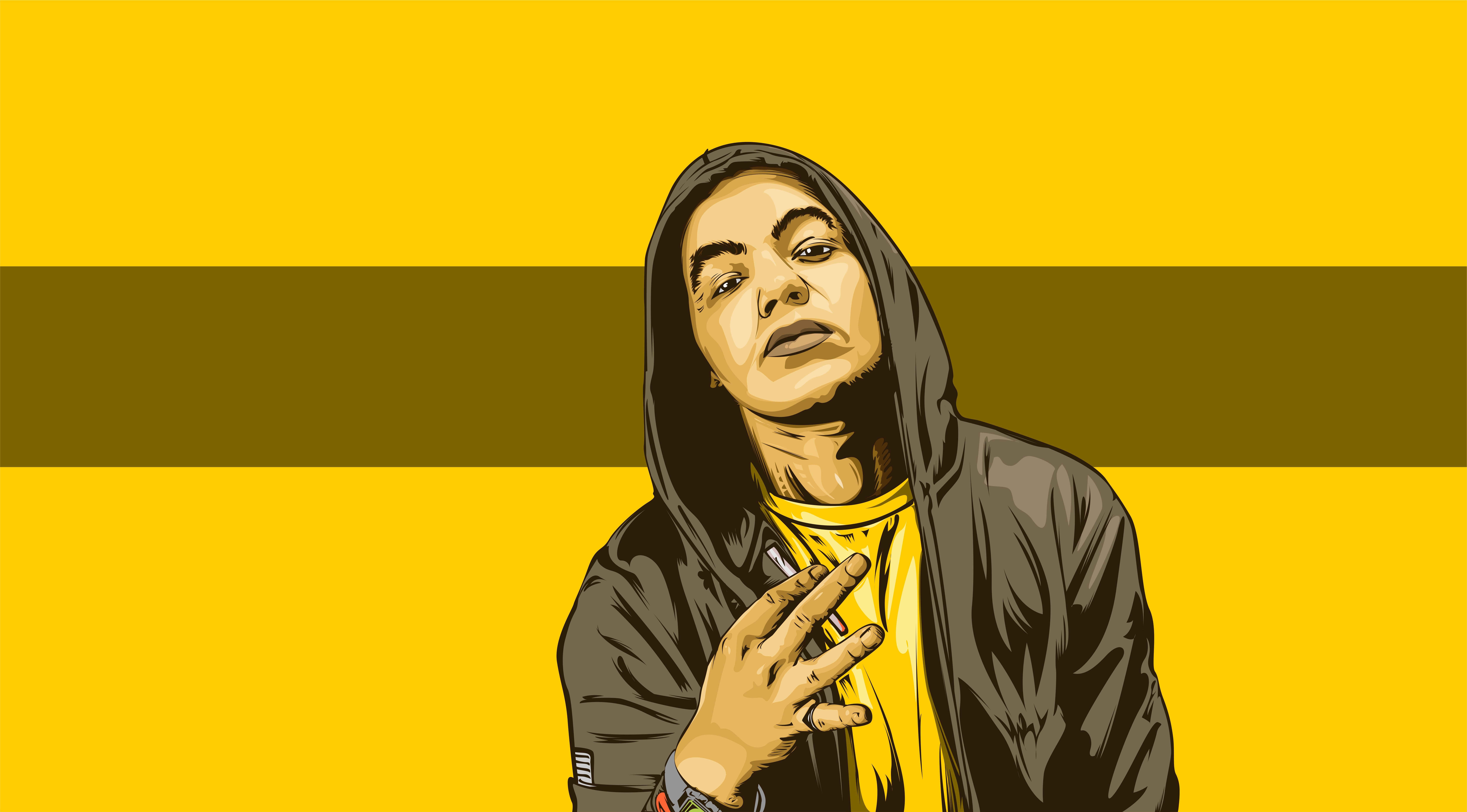Hoodie Man Portrait Wallpaper:9934x5501